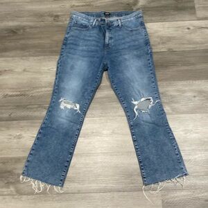 Express Cropped Flare High Rise Size 12 Distressed